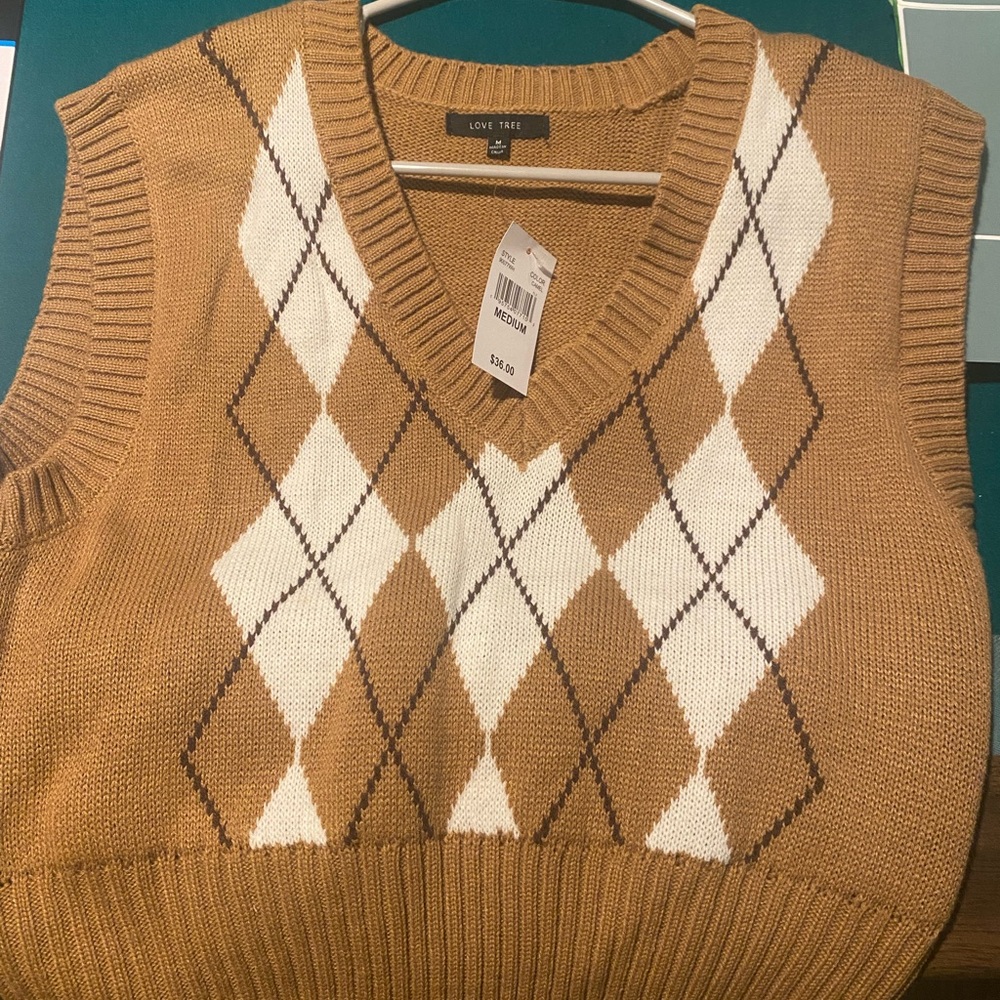 Brown Argyle Women’s Sweater Vest